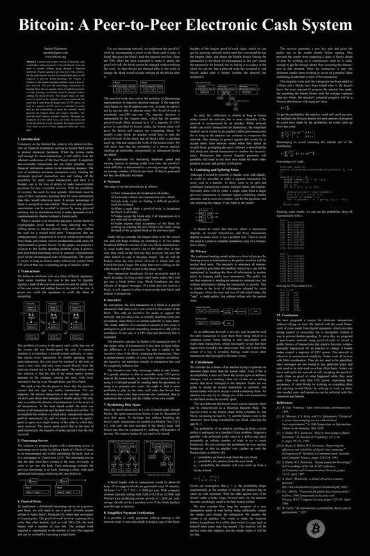 Bitcoin White Paper Wall Art